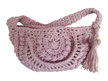 sac crochet bohème rose