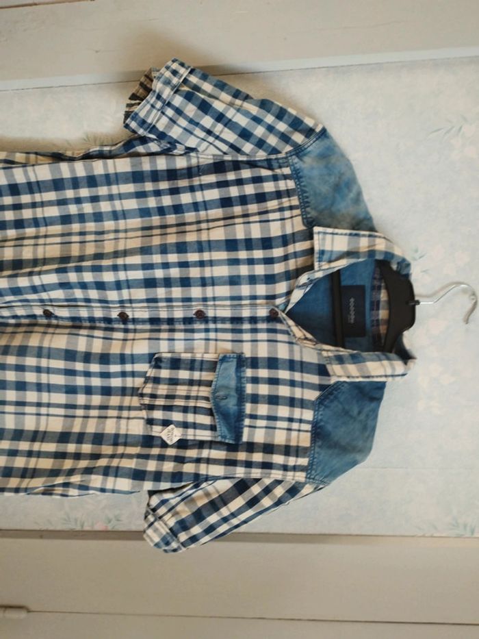 Chemise a carreaux jeans et blanc xl - photo numéro 3