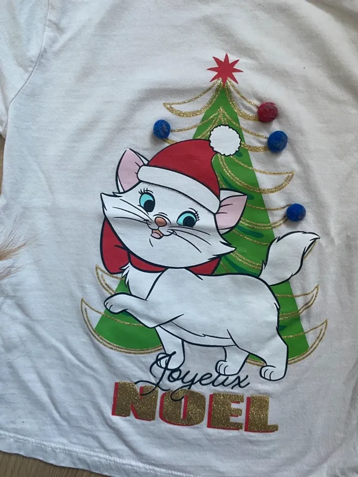 T-shirt manches longues disney Marie les aristochats Noël - photo numéro 3