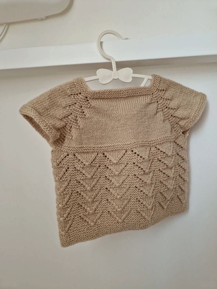 Gilet mixte tricot beige neuve 6-12mois - photo numéro 4