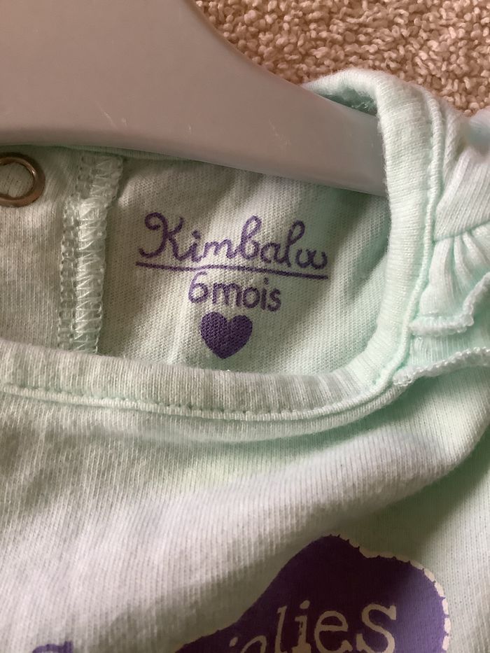 t-shirt bleu manches longues Kimbaloo taille 6 mois - photo numéro 2