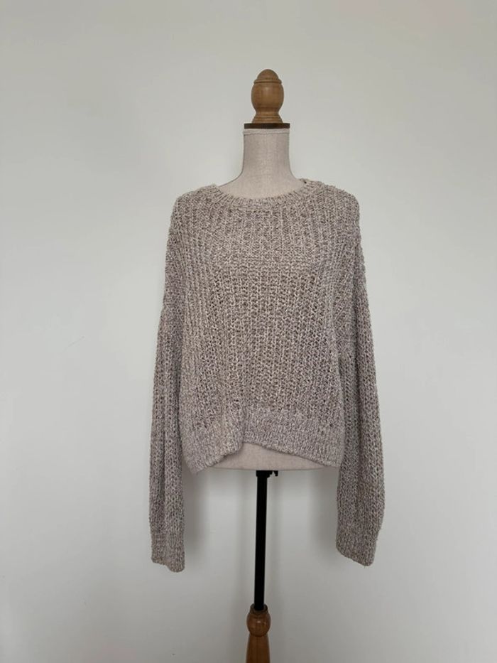 Pull S maille sweater maglione suéter trui Sweat-shirt haut sweat t-shirt manches longues taupe