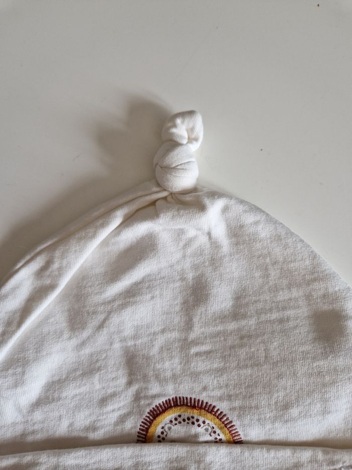 Bonnet en coton crème bébé - photo numéro 3