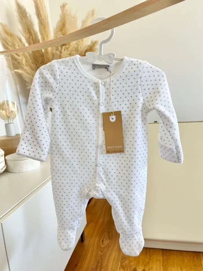 Pyjama dors-bien velours avec pieds 54cm/1mois - Boutchou