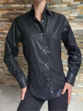 Chemise manches longues noire effet brillant M'rode S