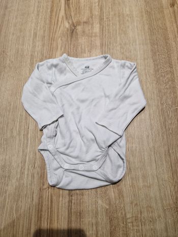 Body cache-cœur manches longues H&M blanc 1-2 mois 56 cm