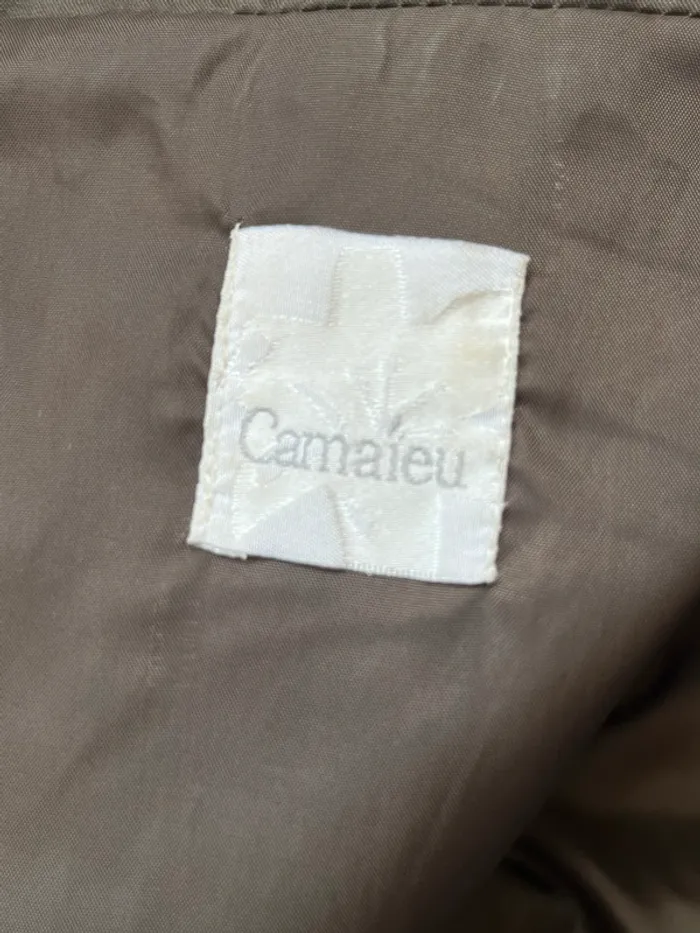 Veste coupe saharienne femme kaki coton enduit Marque Camaïeu taille S - photo numéro 7