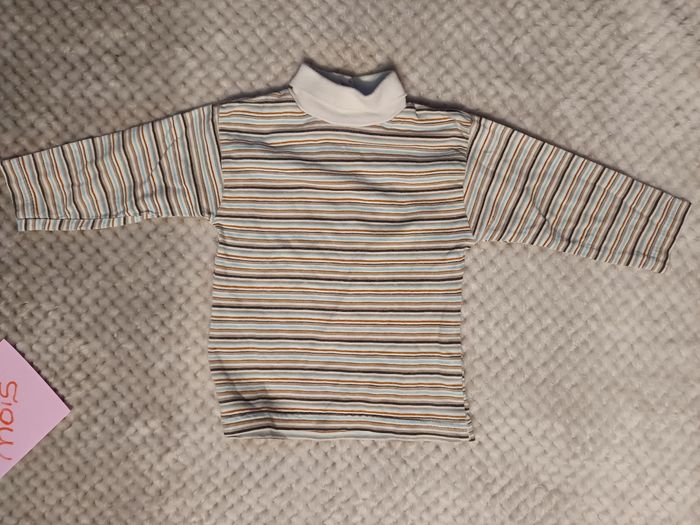 T-shirt rayé col roulé 9 mois - photo numéro 4