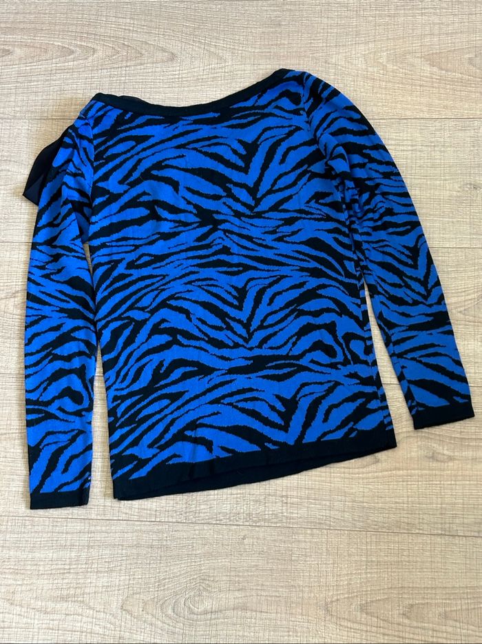 Pull bleu et noir à manches longues Naf Naf taille XS TBE - photo numéro 8