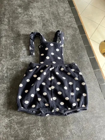 Salopette marine pois blanc 12 mois petit bateau