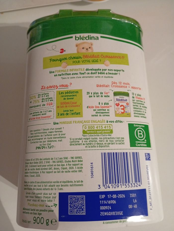 Lait infantile blédilait 3 ème âge - photo numéro 3