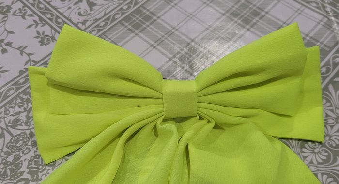 BARETTE CHEVEUX NOEUD JAUNE FLUO ! NEUF ! - photo numéro 2