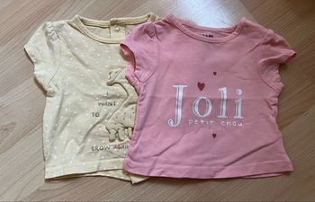 Lot 2 t-shirts rose et jaune Kiabi 1M