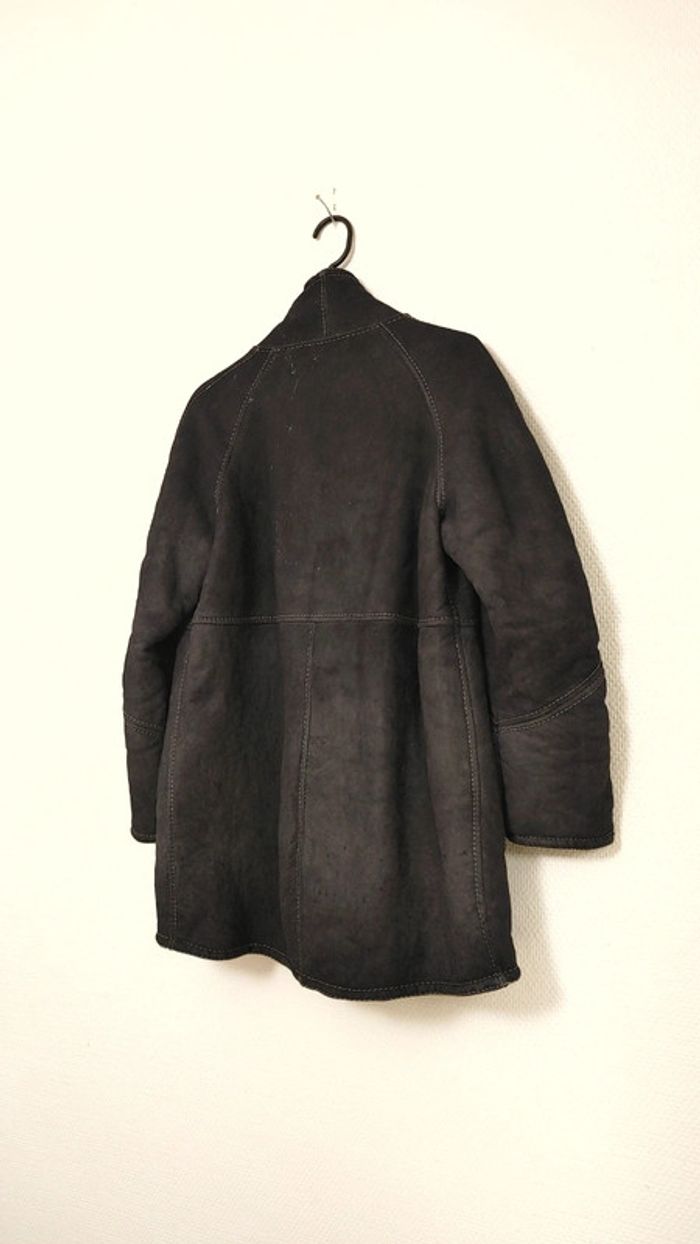 Beau manteau Vintage en peau de mouton retourné shearling monotone sheepskin fourrure lainée - photo numéro 5