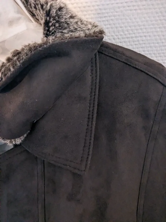 Manteau long Vintage AE High Fashion - Marron fourrure beige. - photo numéro 4