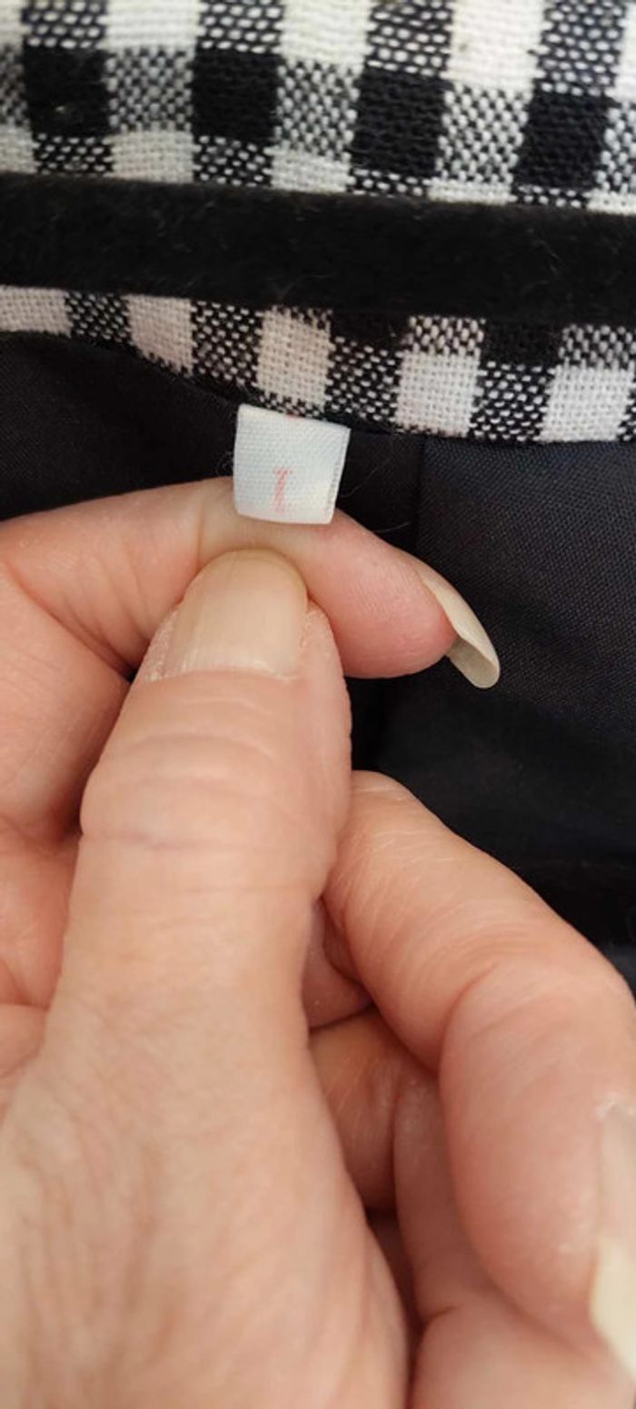 Belle veste blazer femme vichy noir et blanc manches retroussables 36 très bon état - photo numéro 3