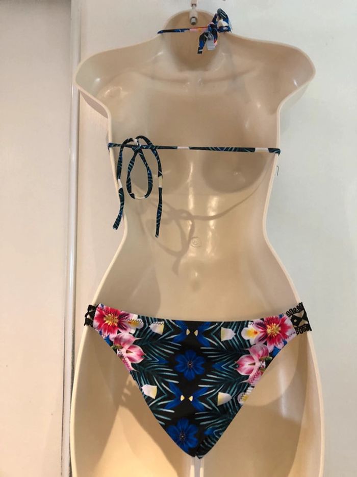 Maillot de bain taille 36 noir et multicolore broderie 2 pièces - photo numéro 10