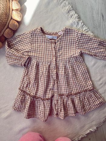 Magnifique robe Zara Vichy crème camel 12 18 mois 86
