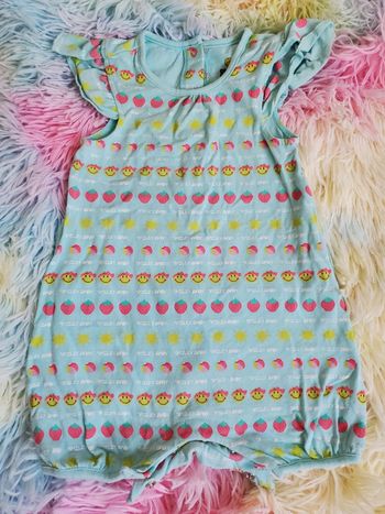 🌴 Grenouillère combinaison bleu turquoise à motif taille 12 mois