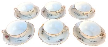 6 Tasses / Soucoupes XIXème Porcelaine Jean Pouyat J.P Limoges France