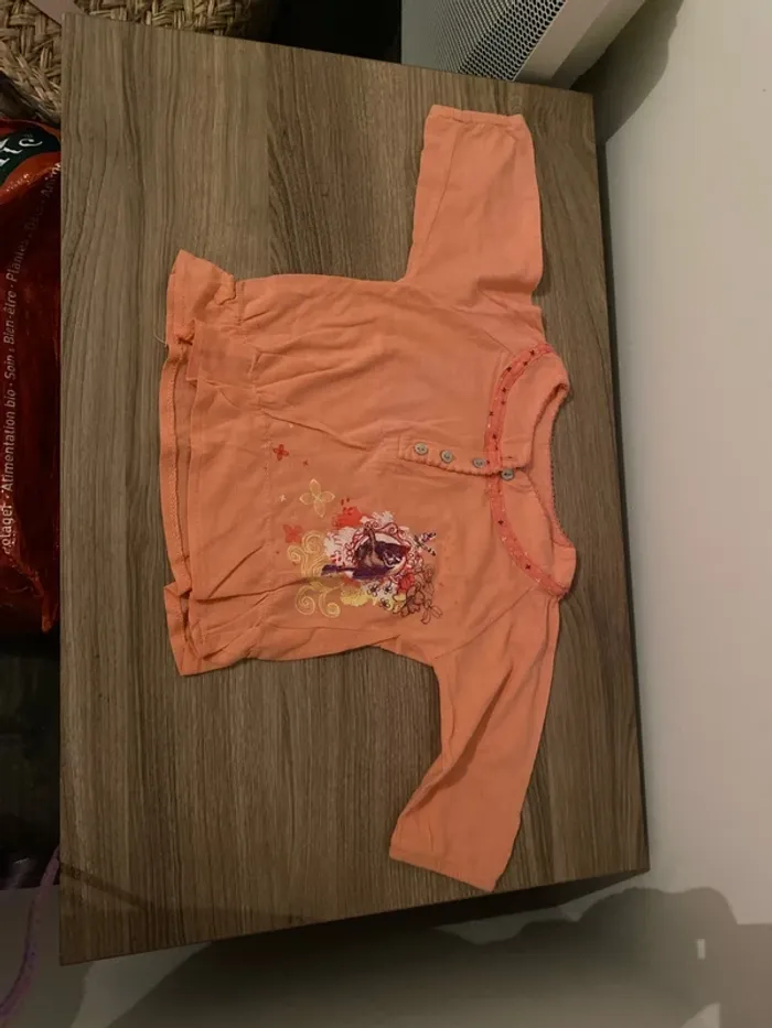 T-shirt manches longues corail