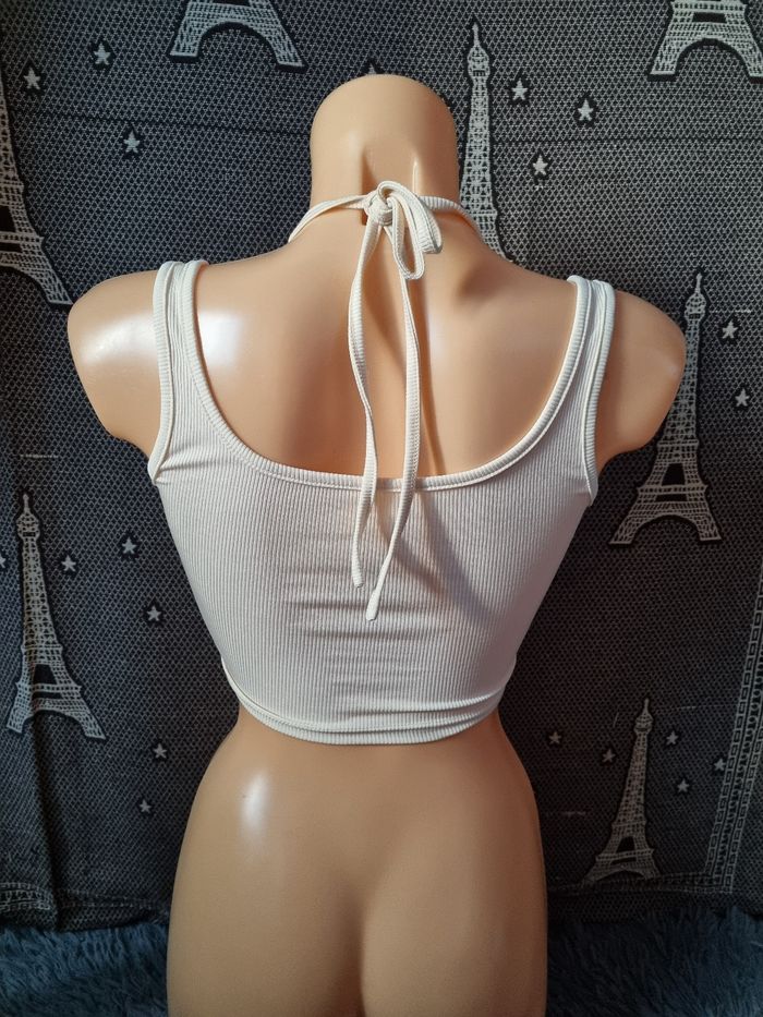 Top court côtelé uni à bretelles taille XS - photo numéro 4