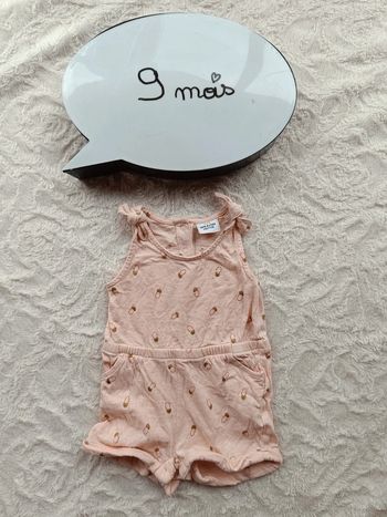 Barboteuse combinaison combi short été Fille 9 mois Ananas Tao