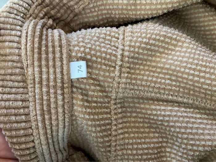 Tenue combinaison velours côtelé 12 mois beige camel - photo numéro 4