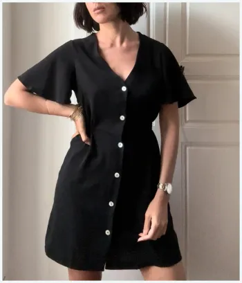 Robe noire manches courtes - benoa taille XS/S