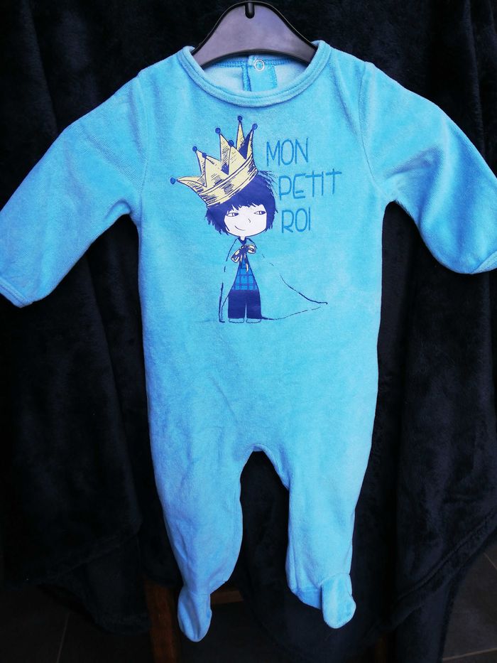Pyjama velour bleu 9 mois