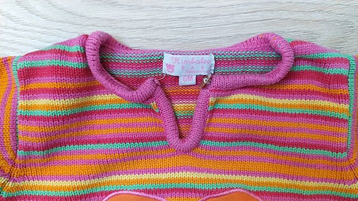 Pull orange rose papillon 6 mois - photo numéro 2