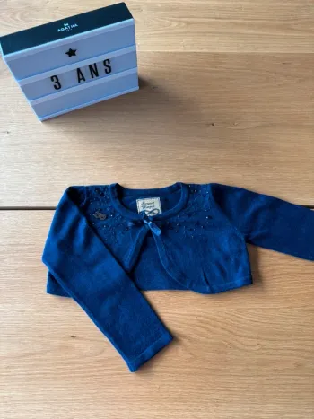 Boléro/gilet court bleu marine et strass - Taille 3/4 Ans