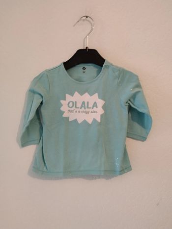 tee shirt bleu turquoise fille 12 mois a paillettes Z