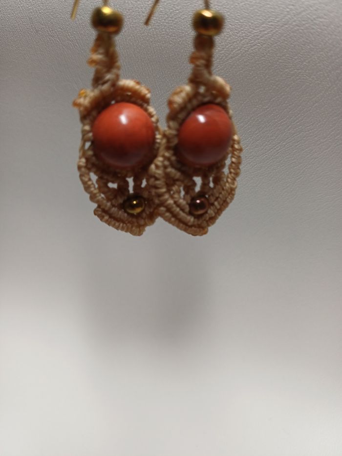 Boucles d'oreilles micro-macramé - photo numéro 3
