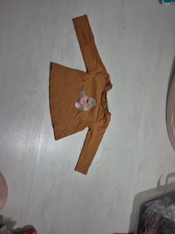 T-shirt manches longues marron motif ours