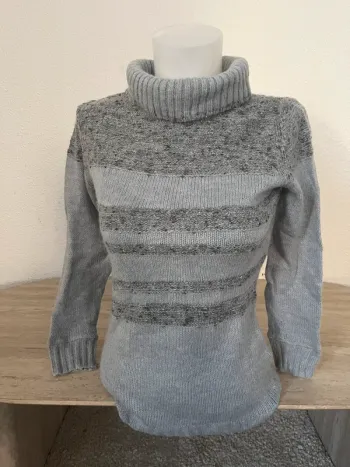 Pull long col roulé gris argenté T.38M