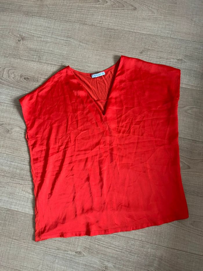 Blouse rouge orangée à manches courtes Mango taille M comme neuve - photo numéro 11