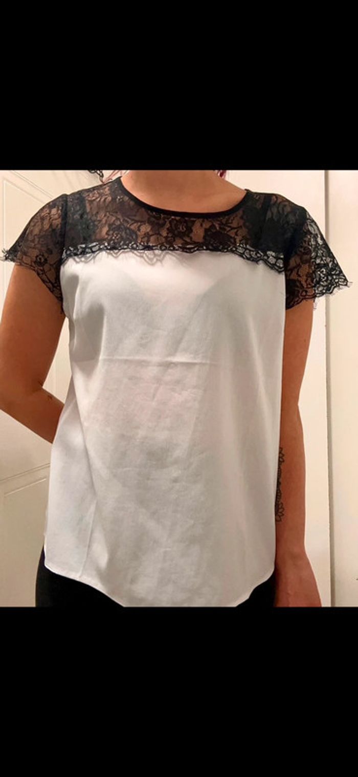 Top Blanc et Noir Taille M