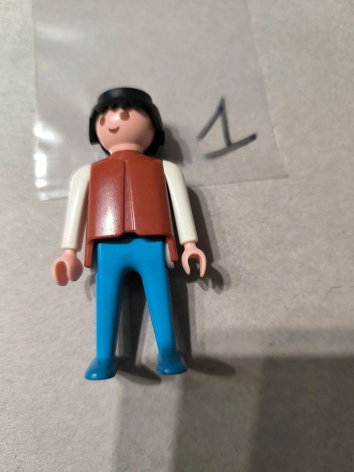 Playmobil vintage personnage bleu marron blanc
