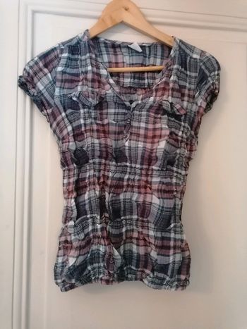 Tee shirt à carreaux camaïeu