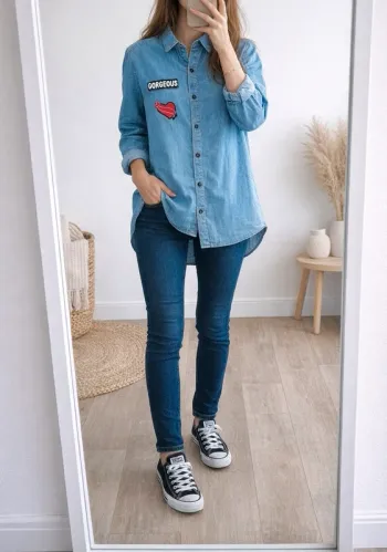 Chemise style jean avec imprimés