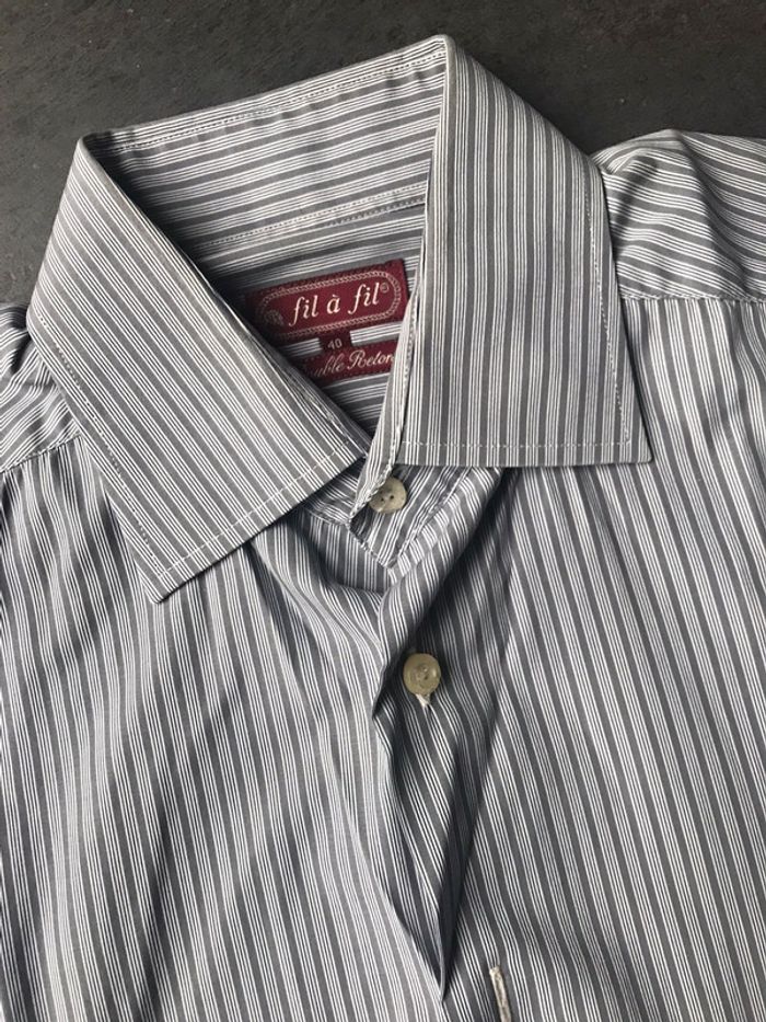Chemise homme grise à rayures Fil à fil T 40 - photo numéro 2