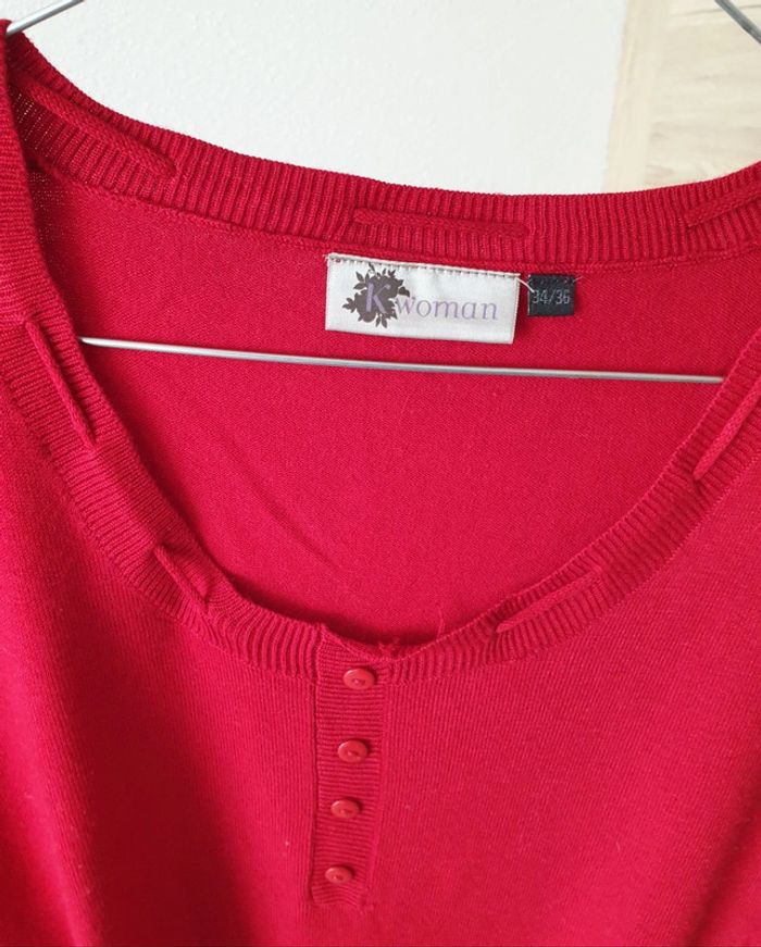 Pull manches 3/4 rouge - photo numéro 3