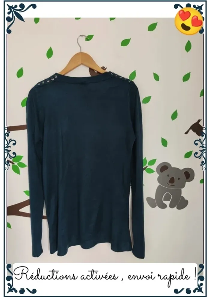 Jolie pull bleu/vert - photo numéro 3