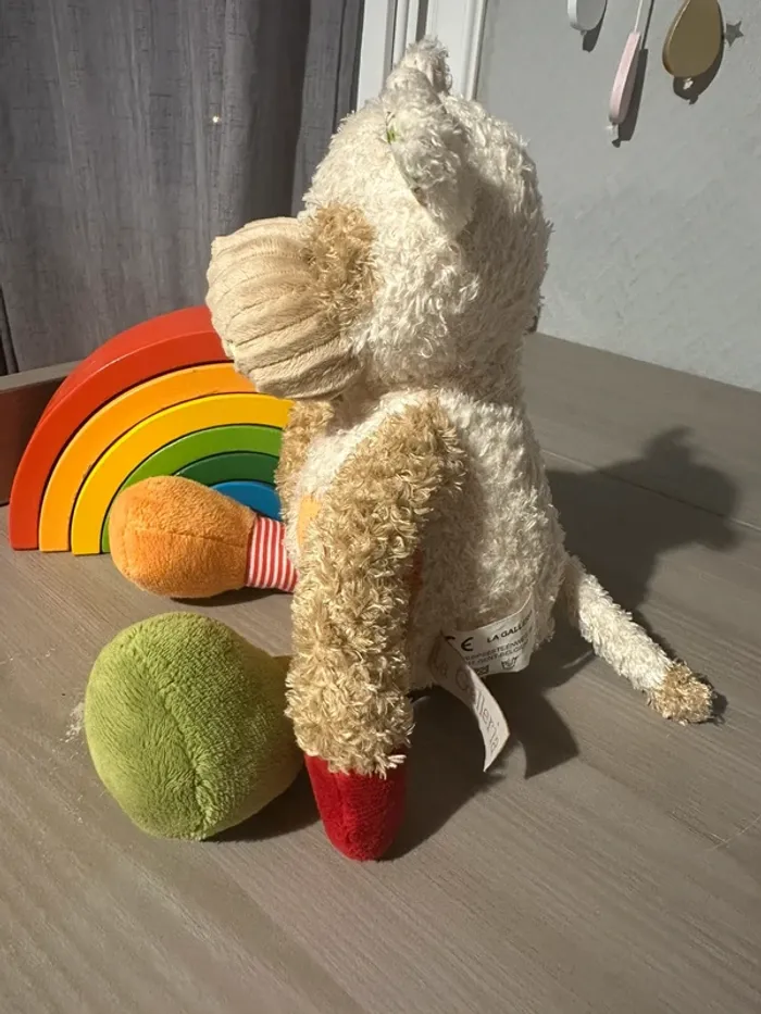 Doudou vache beige blanche rouge vert orange la galleria - photo numéro 2