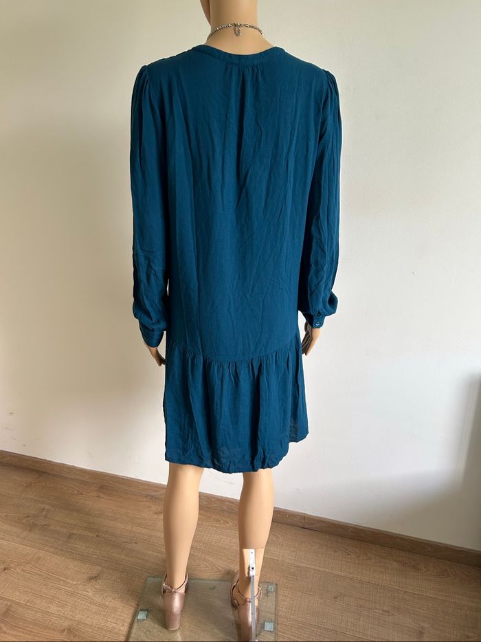 Robe bleue canard à manches longues Caroll taille M TBE - photo numéro 6