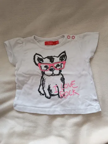 🎀 t-shirt blanc motif chien taille 3 mois tassaia 🎀