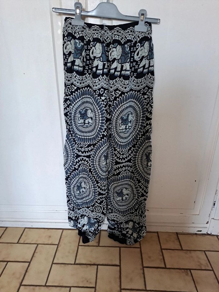 Pantalon léger noir et bleu éléphant 36 - photo numéro 2
