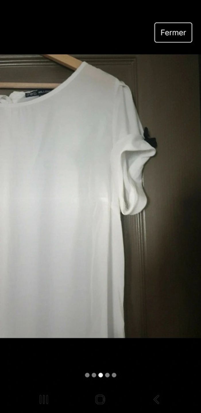 Blouse blanche à flots noirs "Millenium" - photo numéro 3