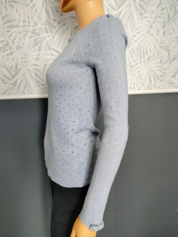 Pull bleu grisé avec points dorés T34/36 N*394 - photo numéro 4